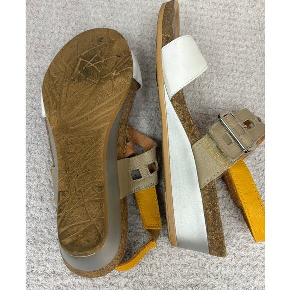 Naot Women's White Tan Leather Wedge Heel Sandals Size 10 AS IS #59861 - Picture 6 of 8
